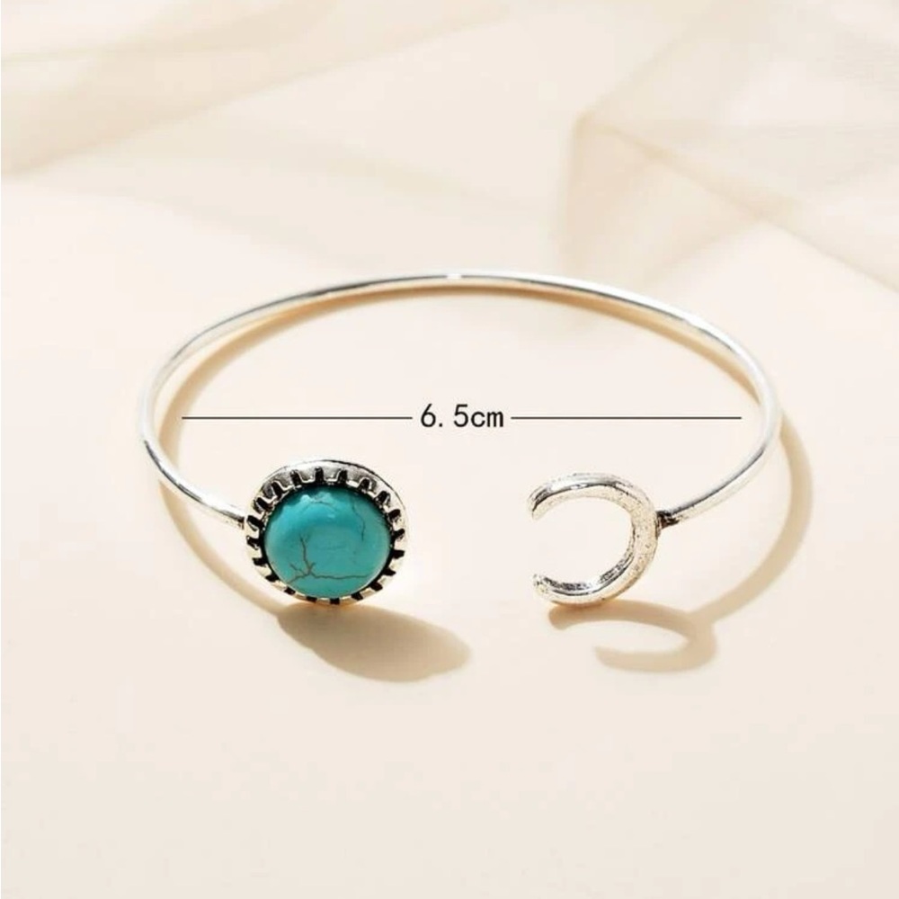 Turquoise Decor Cuff Bangle - Picture 3 of 5
